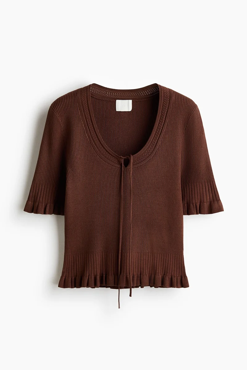 H&M Frill-trimmed rib-knit top