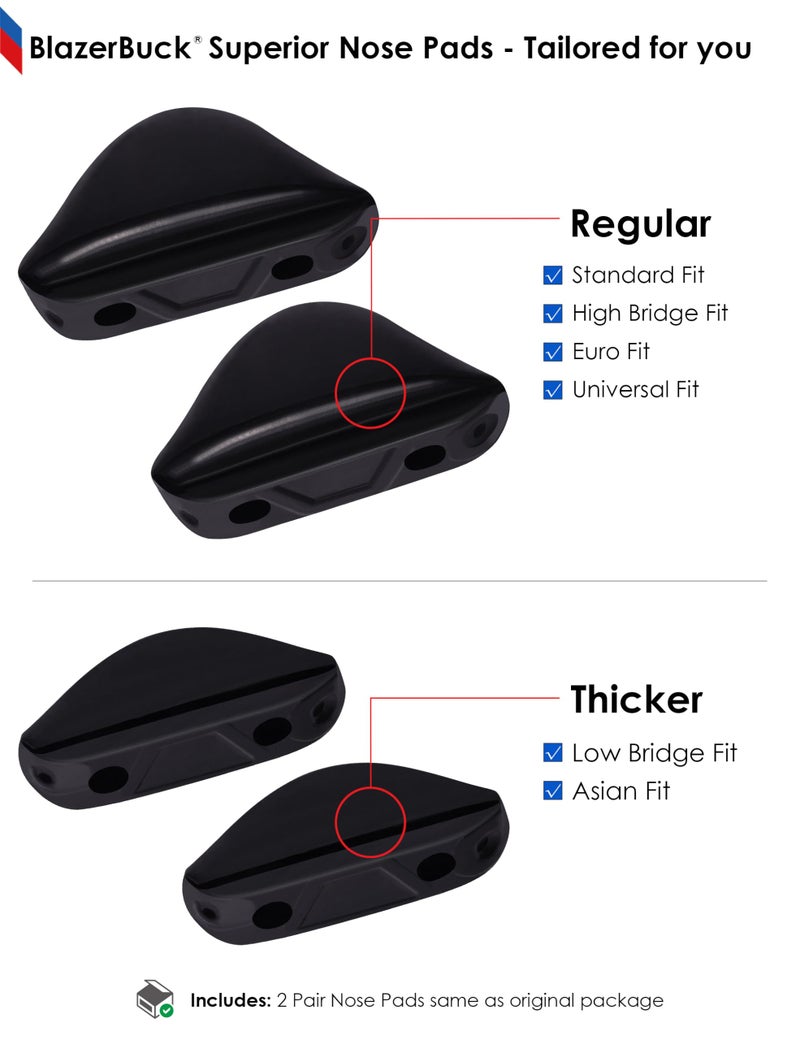 BLAZERBUCK Replacement Nose Pads Piece for Oakley Pit Boss 2 OO9137 / Pit Boss 2 Asian Fit OO9215 Sunglass - Black+Black - Image 4