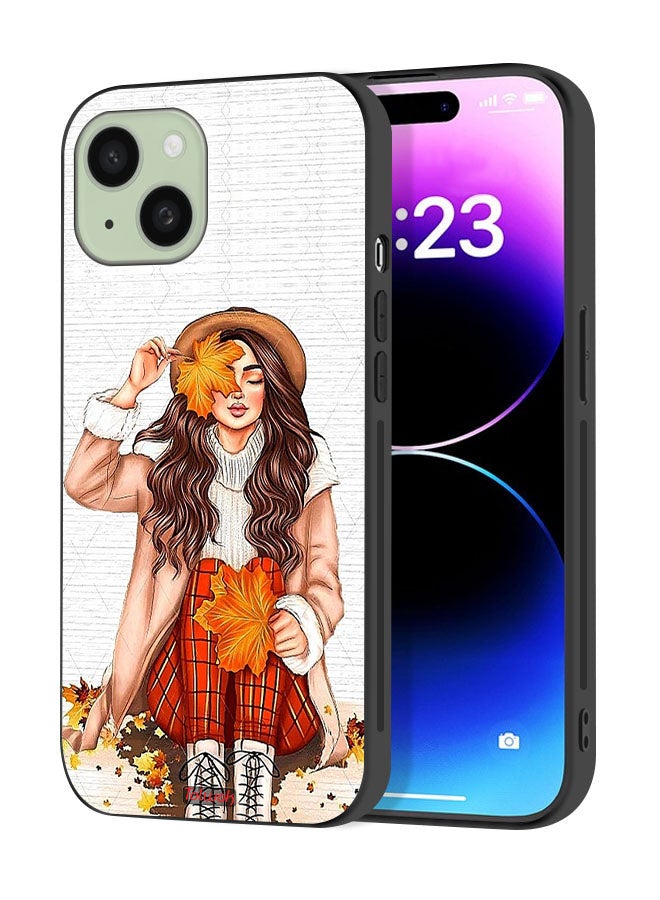Tolwak Apple iPhone 15 Plus Protective Case Cover Holding Autumn Leaves Art - Image 1