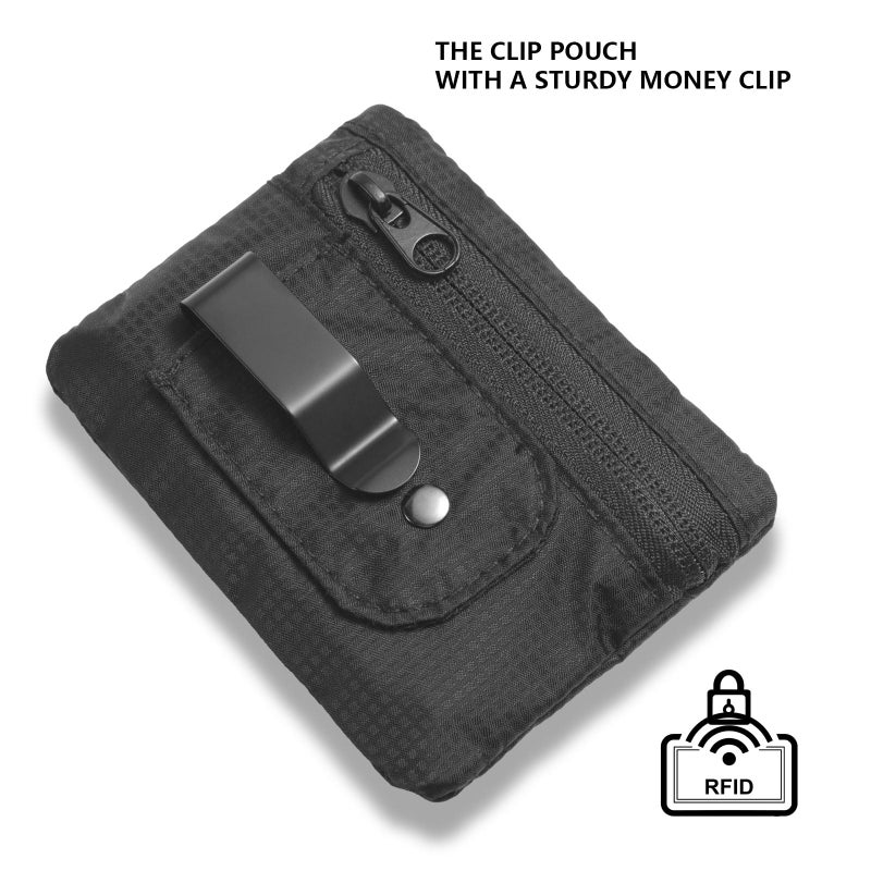 KOSMCCO RFID Blocking Clip Stash Pocket, Compact Hidden Travel Belt Wallet for Cards & Cash - Slim Pickpocket-Proof Design for Everyday Carry, Black - Image 3