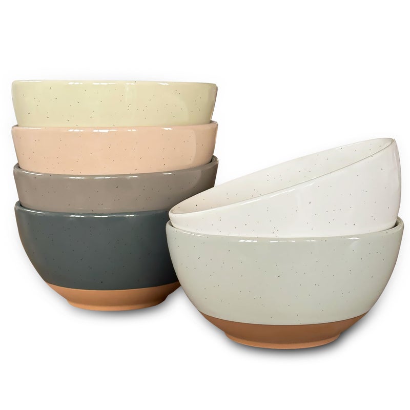 Mora Ceramic Small Dessert Bowls - 16oz, Set of 6 - Microwave, Oven and Dishwasher Safe, For Rice, Ice Cream, Soup, Snack, Cereal, Chili, Side Dishes etc - Microwavable Kitchen Bowl, Assorted Neutrals - Image 1