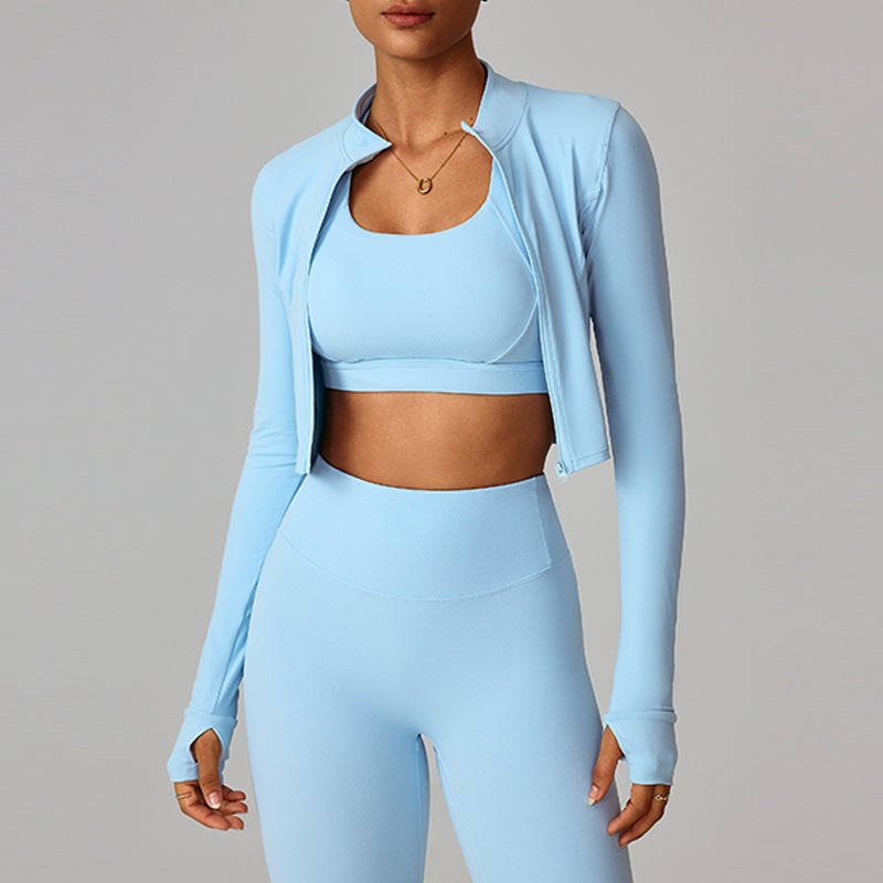 Zipper Front Running Yoga Jacket for Women - Quick-Dry, Slim Fit, Long Sleeve