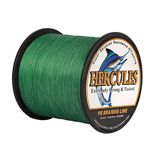 HERCULES Super Strong 1000M 1094 Yards Braided Fishing Line 20 LB Test for Saltwater Freshwater PE Braid Fish Lines 4 Strands - Green, 20LB (9.1KG), 0.20MM - Image 1