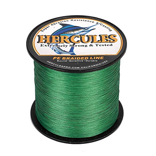 HERCULES Super Strong 1000M 1094 Yards Braided Fishing Line 20 LB Test for Saltwater Freshwater PE Braid Fish Lines 4 Strands - Green, 20LB (9.1KG), 0.20MM - Image 4