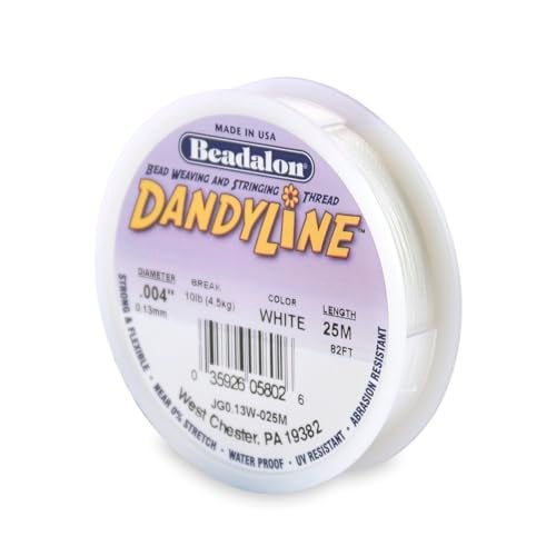Beadalon Dandyline Bead Weaving & Stringing Thread, 0.13 mm / .004 in, White, 25 m - Image 1