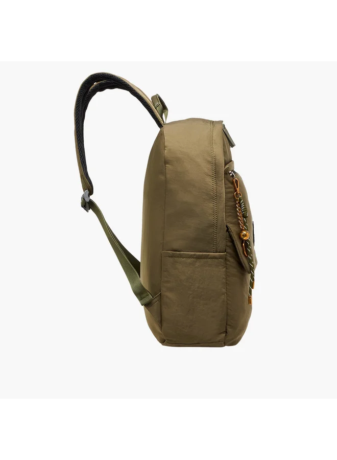 Lee Cooper Women Logo Applique Backpack with Adjustable Strap - 32x13x45 cm