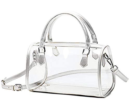Rullar Women Clear Jelly Purse Transparent Handbag Top Handle Shoulder Bag PVC Purse Totes Satchel White - Image 2