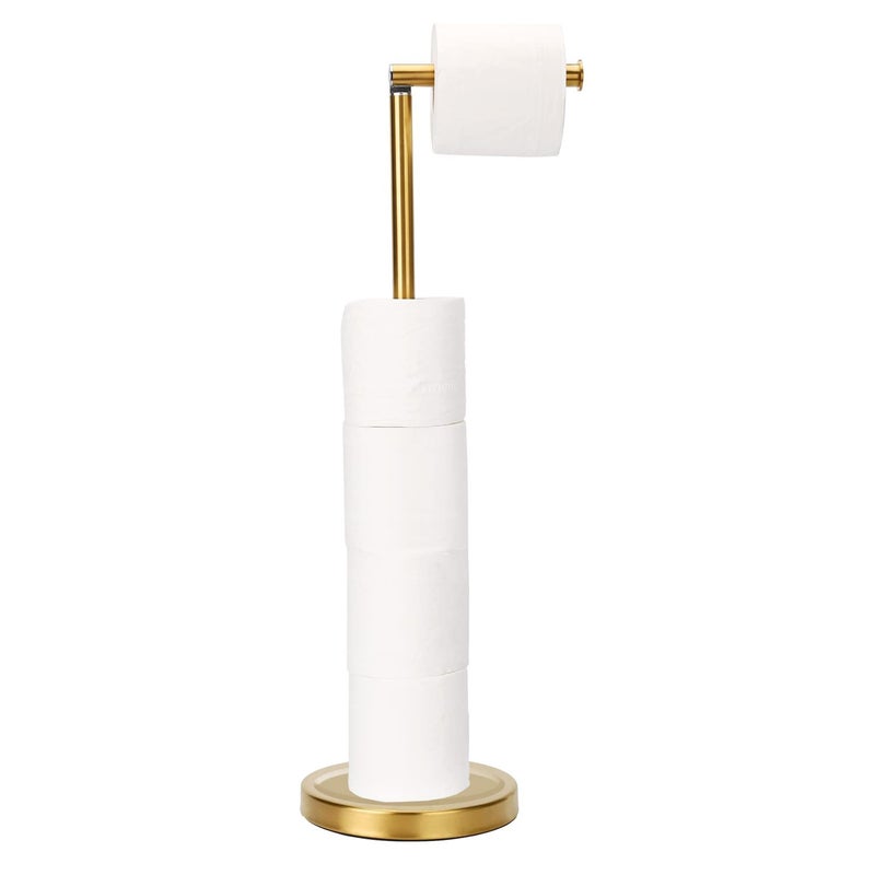 Toilet Paper Holder Stand Bathroom Toilet Paper Storage for 4 Paper Rolls with Heavy Base Freestanding Toilet Paper Roll Holder Gold
