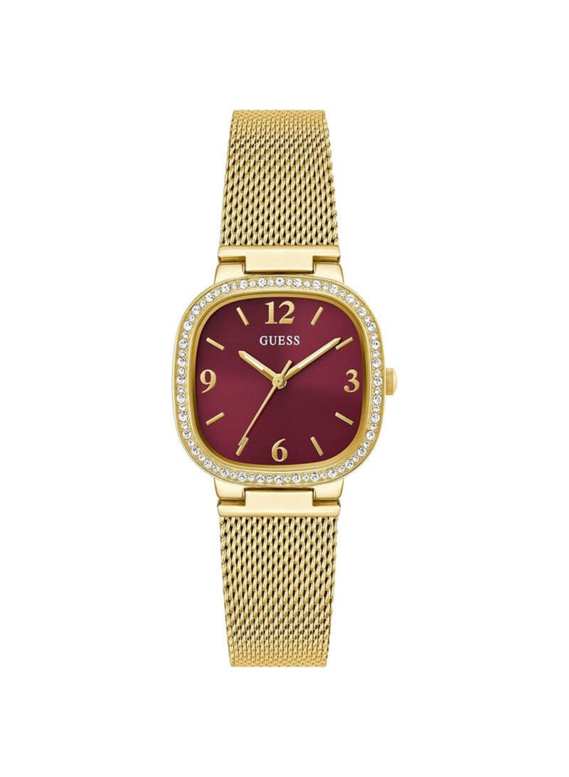 GUESS ساعة جيس النسائية بمينا ذهبية حمراء وسوار من الفولاذ المقاوم للصدأ - GW0354L4 - Image 1