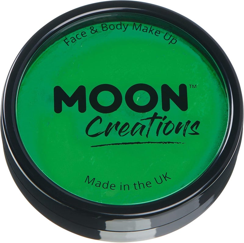 Moon Creations أكواب طلاء الوجه والجسم الاحترافية باللون الأخضر الساطع - مكياج طلاء وجه مائي احترافي للبالغين والأطفال - 1.26 أونصة