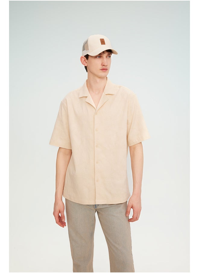 DeFacto Man Relax Fit Apache Neck Woven Short Sleeve Shirt 