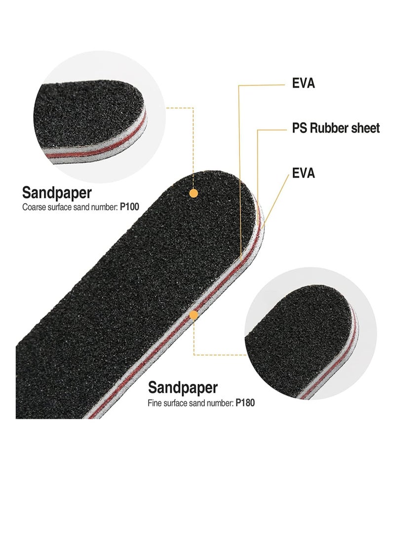 Premify Nail File Set, Double Sided Emery Board-Nail Buffer Files Manicure Tools For Nail Grooming and Styling-Black 100/180 Grit (6 Pcs Nail File)  - Image 3