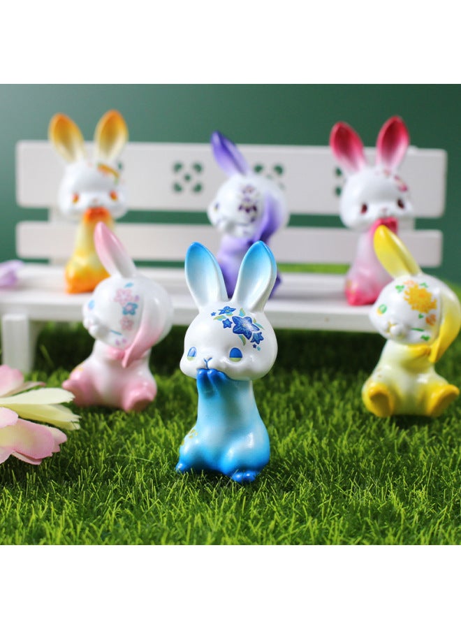 Cream Glue Patch Cute And Wind Printing Rabbit Flower Rabbit Doll Ornaments DIY Handmade Baking Decoration Hand-color:12 Styles Of Printed Rabbits  - Image 4