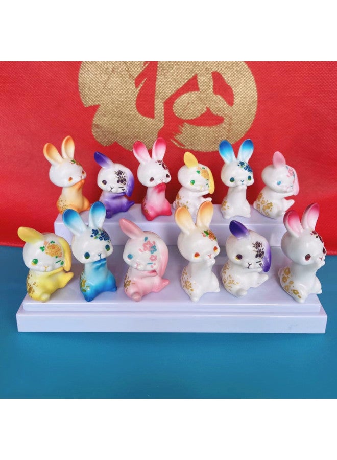 Cream Glue Patch Cute And Wind Printing Rabbit Flower Rabbit Doll Ornaments DIY Handmade Baking Decoration Hand-color:12 Styles Of Printed Rabbits  - Image 3