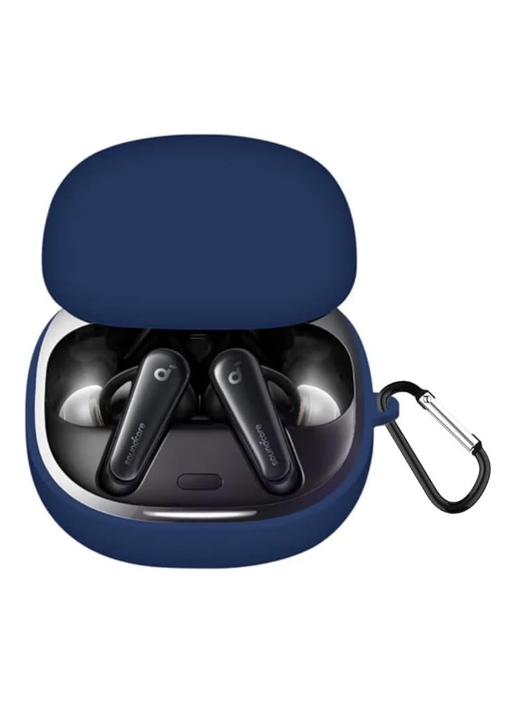 حافظة سيليكون ELMO3EZZ متوافقة مع سماعات أذن Anker Soundcore Liberty 4، غطاء حماية ناعم من السيليكون، حافظة مقاومة للصدمات مع حلقة تسلق (أزرق) - Image 2