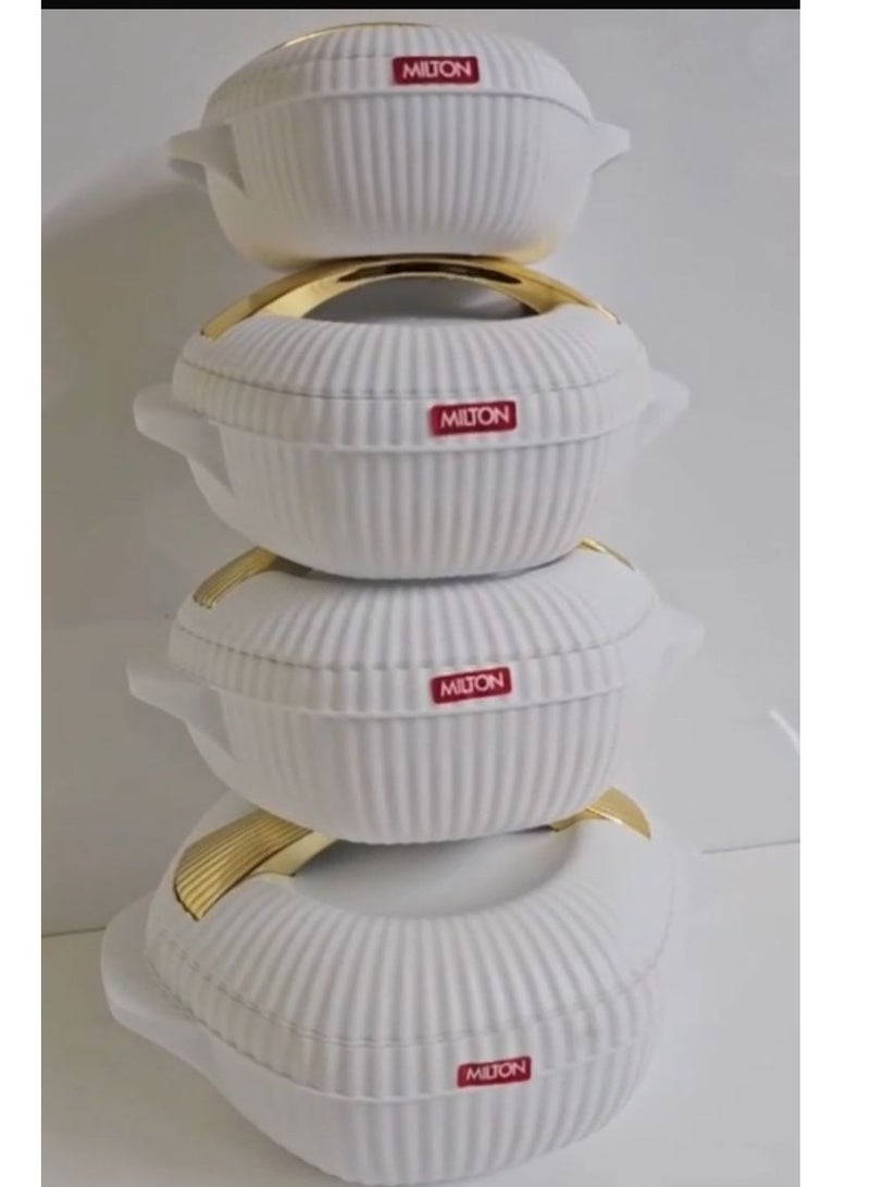 Milton Food Container Set of 4 Pieces Stainless Steel Inner Heat Edge (500ml, 1000ml, 1500ml, 2500ml) White - Image 2
