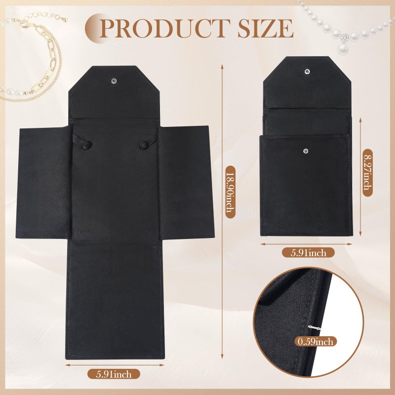 Kenning 6 Pcs Velvet Necklace Jewelry Display Folder Travel Necklace Organizer Women Pearl Jewelry Pouch Gift Bag(Black) - Image 2