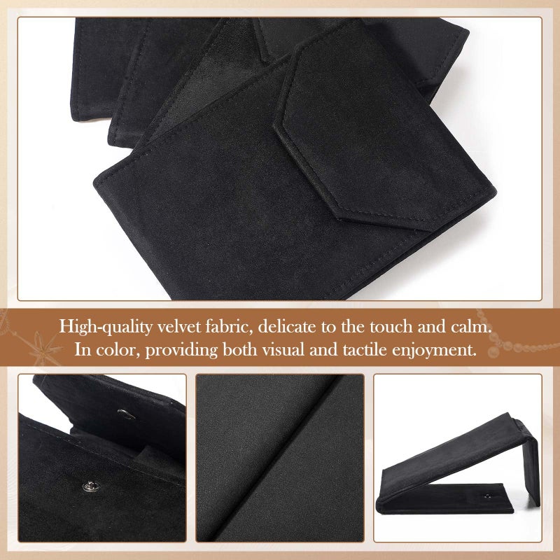 Kenning 6 Pcs Velvet Necklace Jewelry Display Folder Travel Necklace Organizer Women Pearl Jewelry Pouch Gift Bag(Black) - Image 5
