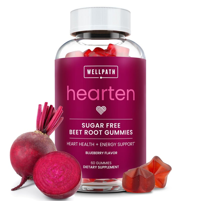 WellPath Beet Root Gummies Sugar Free Blueberry Flavor 1500 mg Beet Gummies for Blood Pressure Support Super Nitric Oxide Gummies Tasty Beets Chews Antioxidants 60 Ct