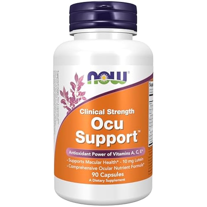 NOW Supplements, Ocu Support™with FloraGLO® Lutein, plus Vitamins A, C and E, 90 Veg Capsules - Image 1