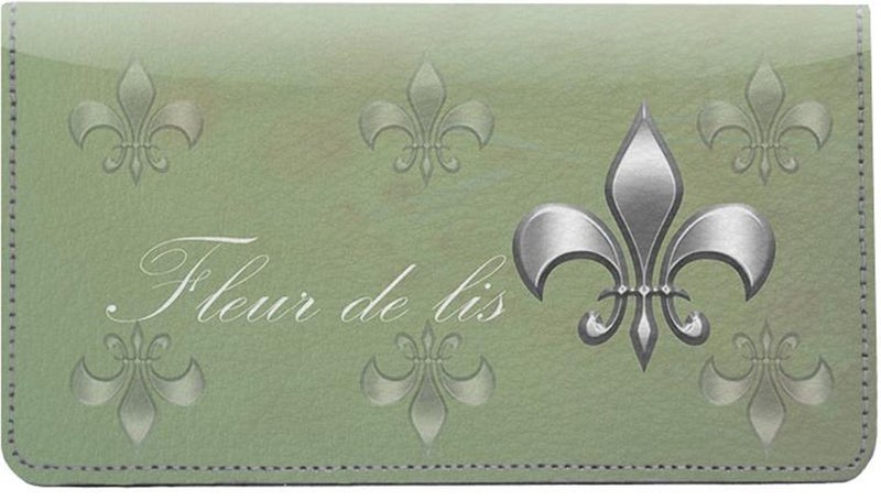 123 Cheap Checks Classic Fleur De Lis Designer Checkbook Cover, with Credit Card Slots and Pen Loop - Image 1