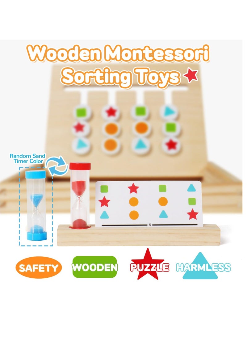 Wooden Montessori Sorting Toys for 3 4 5 6 Year Olds Girls Boys Stacking Toys Logic Puzzles Toddler Board Games for Kids with Sand Timer Wooden Toy 3 4 5 6 Year Old Girl Boy Gifts  - Image 5