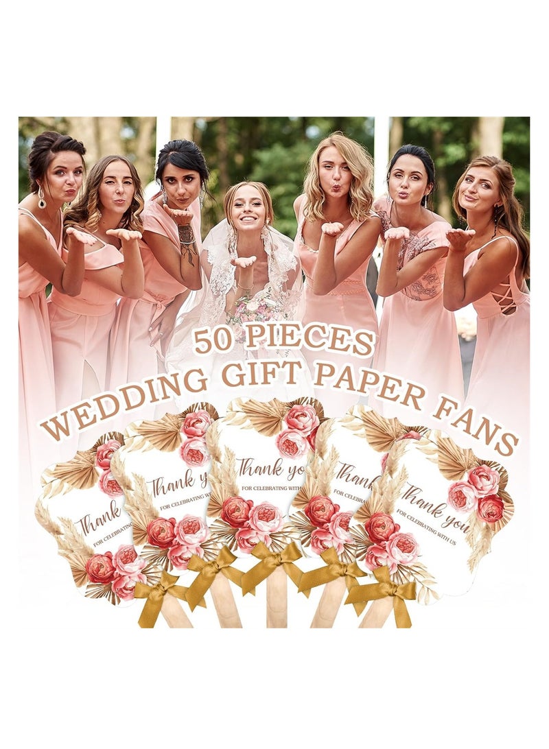 SYOSI Wedding Fans for Guests, Handheld Folded Fans, Baby Shower Favors, Bridal Bridesmaid Gift, Church Dancing Party Supplies, 50 PCS - Image 2