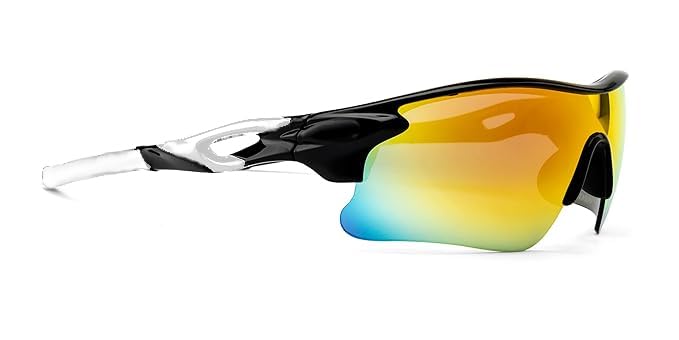 Packard Non Polarized Oversized Sports Sunglasses for Men Women, Outdoor Cricket Cycling Hiking Fishing Sunglasses (Black White, Yellow) - Image 1