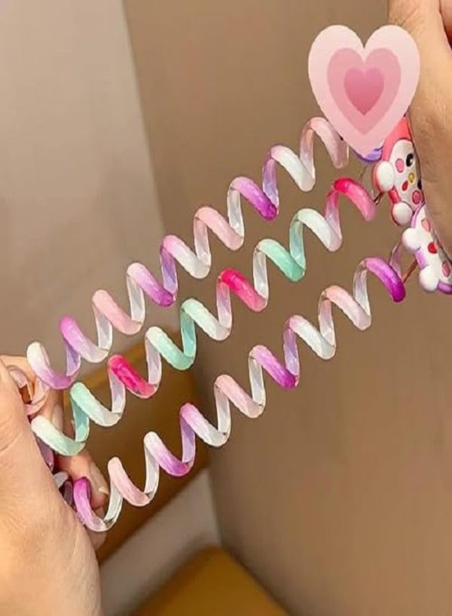 ربطات شعر مرنة من WECROO على شكل سلك هاتف للبنات والأطفال، إكسسوارات كرتونية بألوان عشوائية (متعددة الألوان، عبوة من 6 قطع) - Image 4