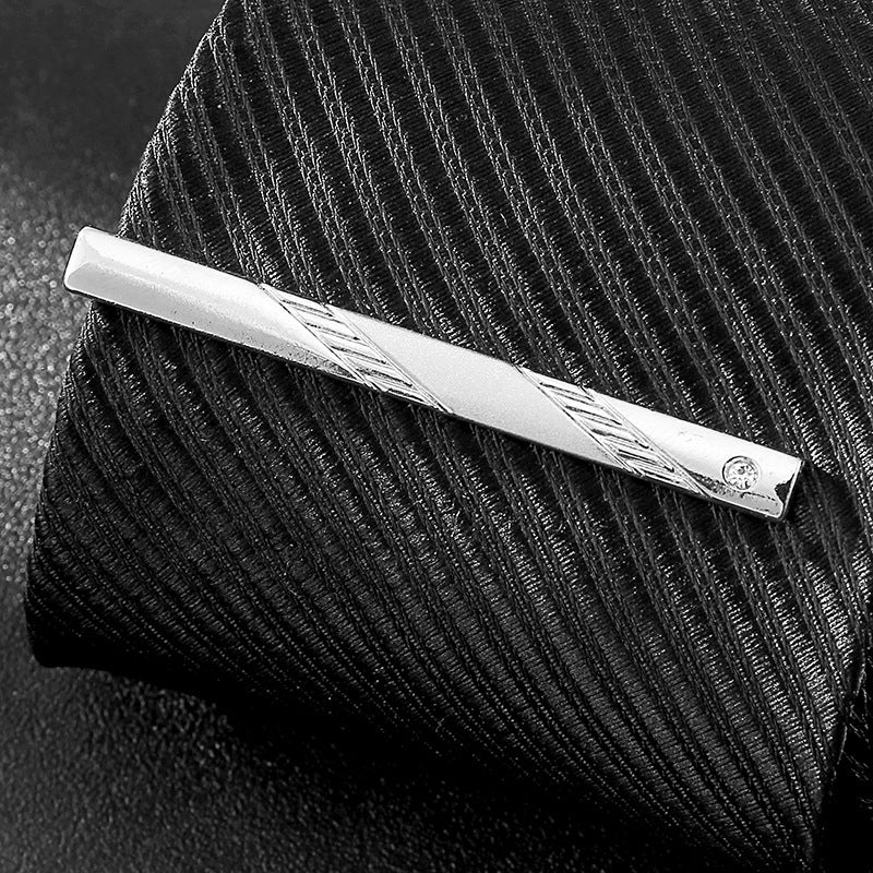Metal Tie Clip Men'S Suit Chain 140 Simple Flower Type Business Atmosphere With Drill Tie Clip - Image 4