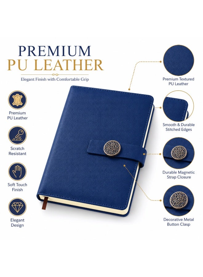 Note Book Leather Journal Notebook with Magnetic Strap Closure – Premium PU Leather Hardcover Diary, Refillable Writing Notebook with Bookmark Ribbon, Elegant Daily Planner for Office, Business, School, Travel, Meeting Notes, Journaling & Gift for Men and Women (Multi-colour) - Image 2