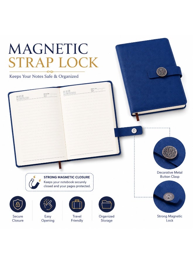 Note Book Leather Journal Notebook with Magnetic Strap Closure – Premium PU Leather Hardcover Diary, Refillable Writing Notebook with Bookmark Ribbon, Elegant Daily Planner for Office, Business, School, Travel, Meeting Notes, Journaling & Gift for Men and Women (Multi-colour) - Image 3