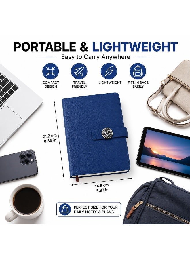 Note Book Leather Journal Notebook with Magnetic Strap Closure – Premium PU Leather Hardcover Diary, Refillable Writing Notebook with Bookmark Ribbon, Elegant Daily Planner for Office, Business, School, Travel, Meeting Notes, Journaling & Gift for Men and Women (Multi-colour) - Image 5