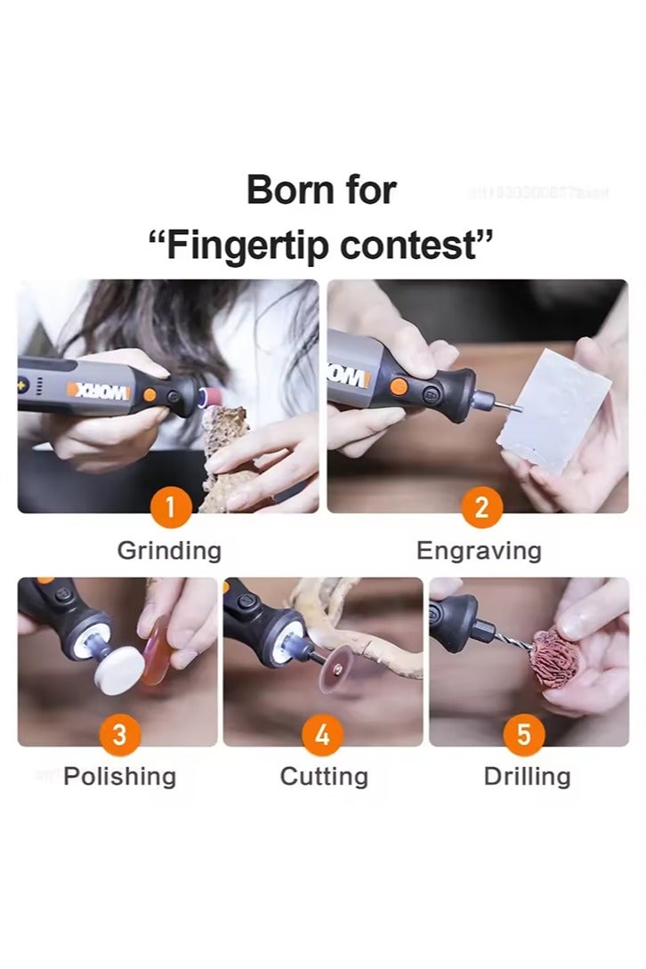 Worx WX106 Rotary Tool 8V Cordless Mini Drill Engraving Grinding Polishing Machine USB Charger Variable Speed Power Tools Set - Image 3