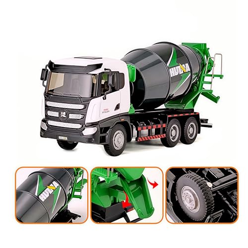 Gemini&Genius Cement Truck Toy for Kids, Construction Vehicle Heavy Duty Cement Mixer Truck for Pretend Play, 1/50 Scale Diecast Alloy Vehicles Toy for Kids - Image 3