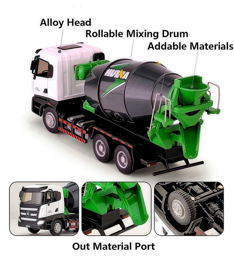 Gemini&Genius Cement Truck Toy for Kids, Construction Vehicle Heavy Duty Cement Mixer Truck for Pretend Play, 1/50 Scale Diecast Alloy Vehicles Toy for Kids - Image 2