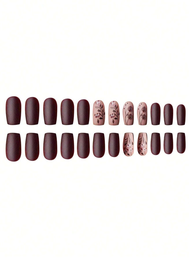 اظافر مزيفه بتصميم مربع تحتوي العلبه على 24 ظفر مع مبرد اظافر و صمغ - Image 4