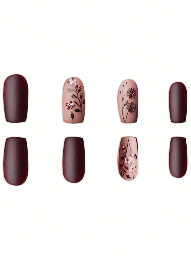 اظافر مزيفه بتصميم مربع تحتوي العلبه على 24 ظفر مع مبرد اظافر و صمغ - Image 5