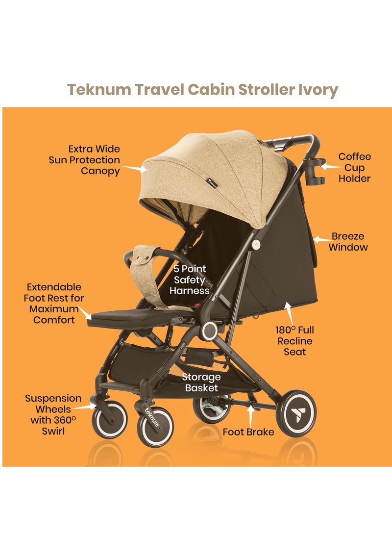 TEKNUM Travel Cabin Stroller With Coffee Cup Holder - Ivory - Image 2