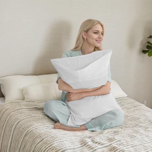 TELUS White Pillow Cases Standard Size 2 Pack, Bamboo Rayon Cooling Pillowcases with Envelope Closure, Cool & Breathable Pillow Cover for Hot Sleepers and Night Sweats, 20x26 inch - Image 3