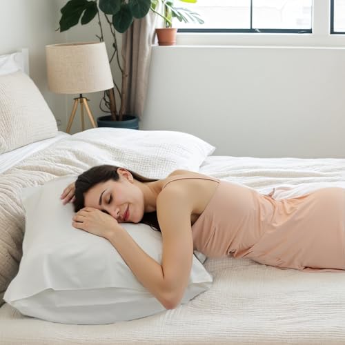 TELUS White Pillow Cases Standard Size 2 Pack, Bamboo Rayon Cooling Pillowcases with Envelope Closure, Cool & Breathable Pillow Cover for Hot Sleepers and Night Sweats, 20x26 inch - Image 2