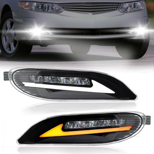 SINYATO INDUST LED Fog Lights with DRL and Dynamic Turn Signal for Toyota Camry 2002-2004/ Corolla 2005-2008/ Solara 2002-2003, Fog Lamp Assembly Replacement with Start-up Animation, 1 Pair - Image 1