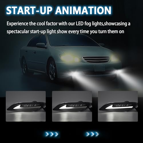 SINYATO INDUST LED Fog Lights with DRL and Dynamic Turn Signal for Toyota Camry 2002-2004/ Corolla 2005-2008/ Solara 2002-2003, Fog Lamp Assembly Replacement with Start-up Animation, 1 Pair - Image 3