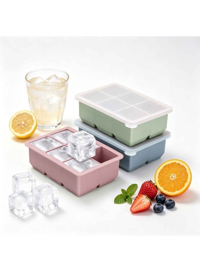 Silicone Ice Cube Trays 3 Pack,Large Size Silicone Ice Cube Molds with Leak Proof Removable Lid Square Ice Cube Tray,for Coffee,Soda, Stackable Flexible Ice,Summer Essentials - Image 1