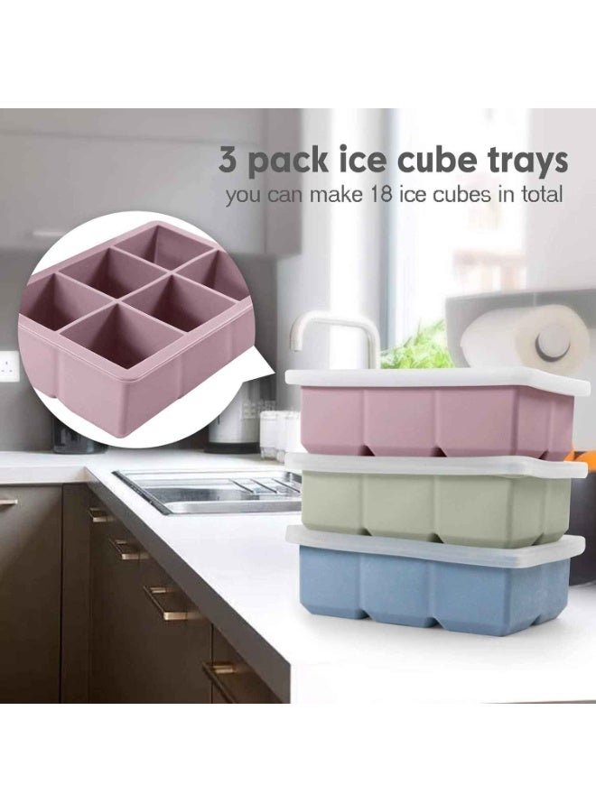 Silicone Ice Cube Trays 3 Pack,Large Size Silicone Ice Cube Molds with Leak Proof Removable Lid Square Ice Cube Tray,for Coffee,Soda, Stackable Flexible Ice,Summer Essentials - Image 4