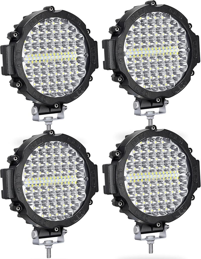 أضواء LED دائرية من سان يونغ للطرق الوعرة 120 واط 12000 لومن للشاحنات والجرارات أضواء عمل LED وحدات إضاءة مساعدة للقيادة في الطرق الوعرة أضواء ضبابية لزلاجات الثلج عربات الجولف ATV UTV RV 4 عبوات