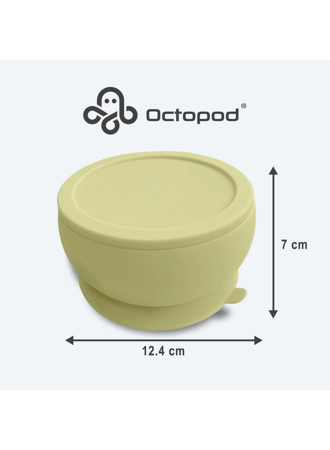 Abiie Octopod Silicone Baby Suction Bowl With Lid Toddler & Baby Bowls Baby Food Containers Spill Proof Bowls For Toddlers Suction Baby Bowls With Lids Food Grade Silicone Bowls For Babies (Yellow) - Image 3