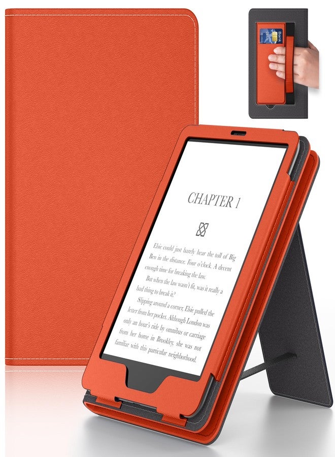 Lainergie 6in Case with Hand Strap and Stand,Incompatible with Old Version, Durable Synthetic Leather Cover with Auto Sleep Wake,Orange