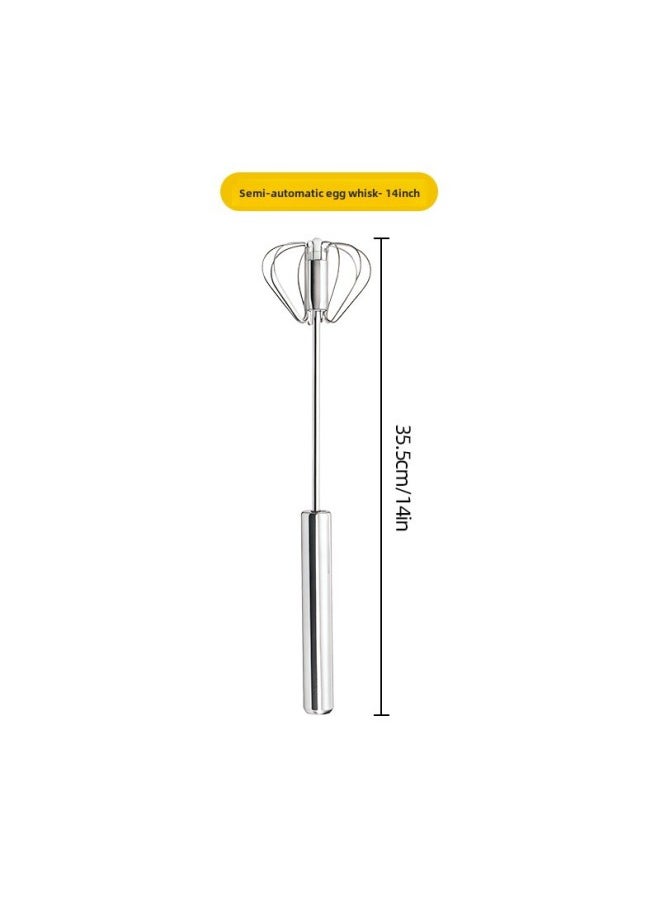 Generic A Generation Of Stainless Steel Manual Egg Beater Household Semi-automatic Hand-held Milk Foam Spring Mixing Baking Tool-Color:14inch Semi-automatic Egg Whisk  - Image 1