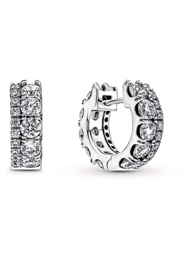 باندورا أقراط هوب من الفضة الاسترليني مع زركونيا مكعبة شفافة